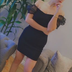 Black puff arm dress